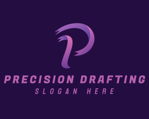 Purple Ribbon Letter P logo design