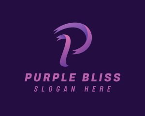 Purple Ribbon Letter P logo design