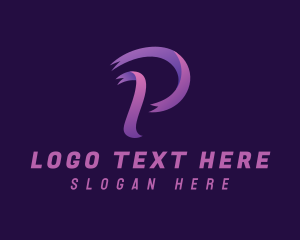 Purple Ribbon Letter P Logo