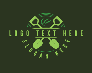 Gardening Tool - Shovel Grass Leaf logo design