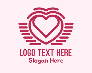 Lovely - Line Art Heart Wings logo design