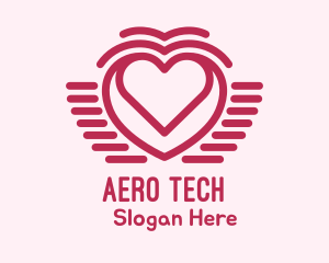 Aero - Line Art Heart Wings logo design