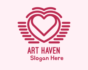 Line Art Heart Wings logo design