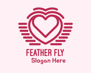 Line Art Heart Wings logo design