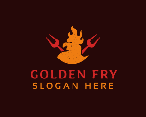 Barbecue Fire Chicken logo design