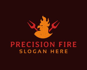 Barbecue Fire Chicken logo design