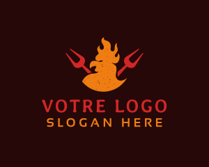 Frying - Barbecue Fire Chicken logo design