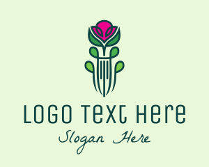 Leafy - Pink Rose Flower logo design