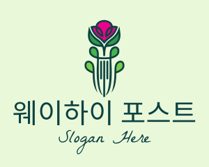 Pink Rose Flower  logo design