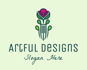 Pink Rose Flower  logo design