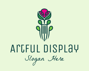 Pink Rose Flower  logo design