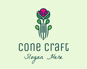 Pink Rose Flower  logo design