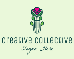 Pink Rose Flower  logo design