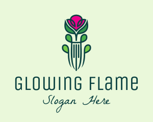 Pink Rose Flower  logo design