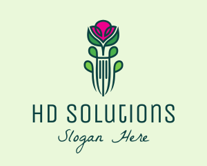 Pink Rose Flower  logo design