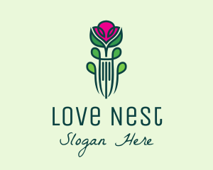 Valentines - Pink Rose Flower logo design