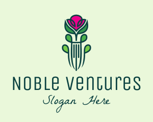 Pink Rose Flower  logo design