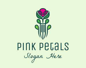 Pink Rose Flower  logo design