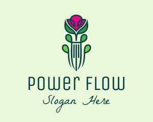 Pink Rose Flower  logo design