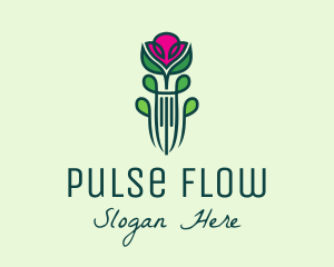 Pink Rose Flower  logo design