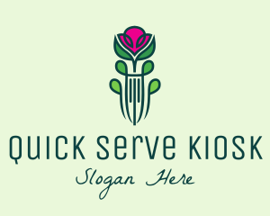 Pink Rose Flower  logo design