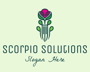 Pink Rose Flower  logo design