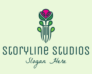 Pink Rose Flower  logo design