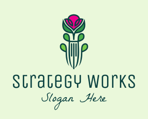 Pink Rose Flower  logo design