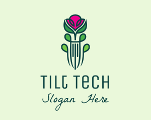 Pink Rose Flower  logo design