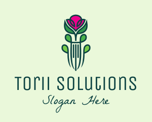 Pink Rose Flower  logo design