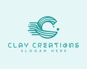 Modern Wave Letter C logo design