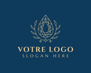 Crystal - Pear Diamond Leaves logo design