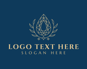Wreath - Pear Diamond Leaves logo design