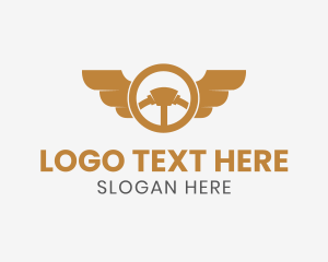Engine - Car Wheel Wings logo design