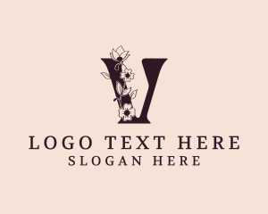 Writing - Floral Garden Letter V logo design