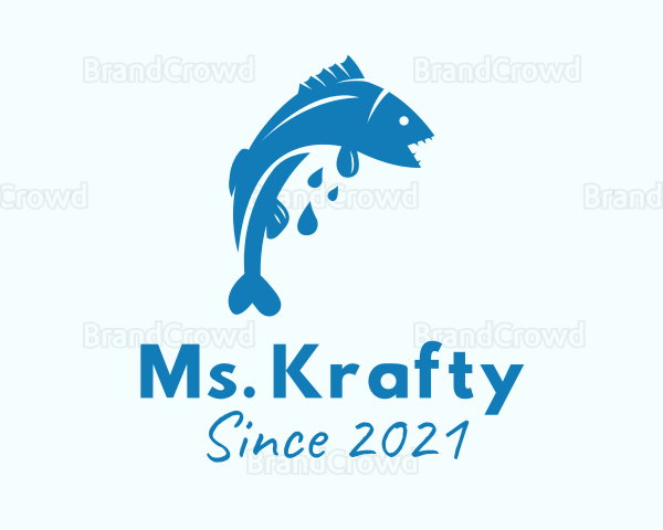 Blue Bass Fish Logo