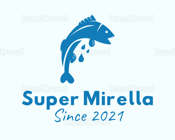 Blue Bass Fish Logo