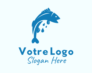Blue Bass Fish  Logo