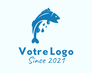 Aquarium - Blue Bass Fish logo design