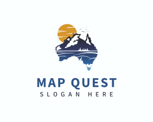 Australian Map Sunset logo design