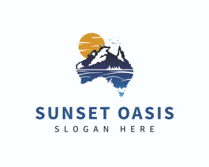 Australian Map Sunset logo design