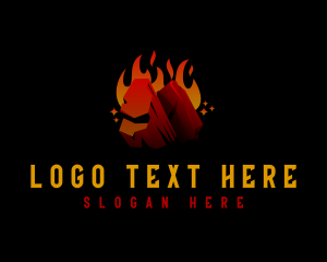 Grill - Hot Charcoal Fire logo design
