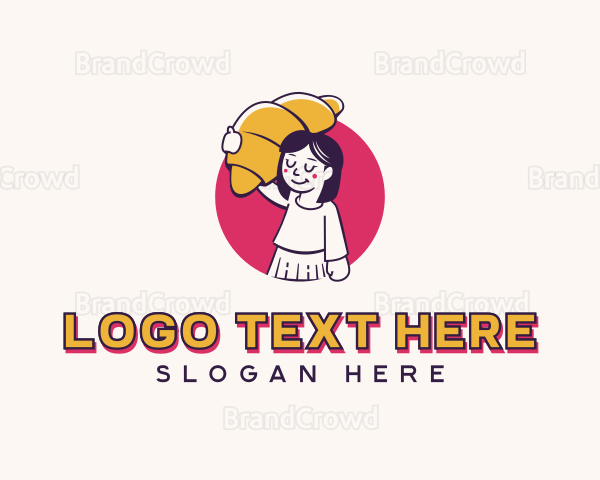 Croissant Girl Pastry Logo