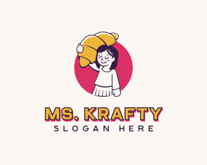 Croissant Girl Pastry Logo