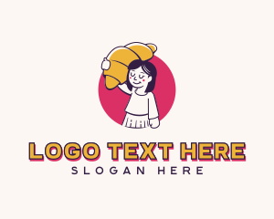 Restaurant - Croissant Girl Pastry logo design