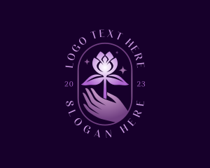 Healing - Hand Beauty Flower logo design
