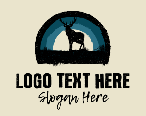 Grunge - Grunge Deer Moonlight Badge logo design