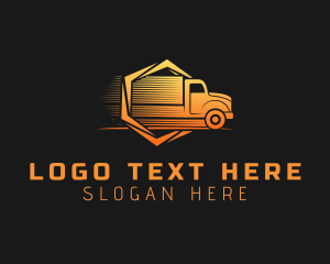 Orange - Courier Hexagon Truck logo design