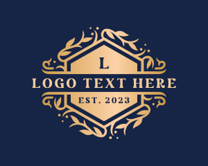 Hexagon - Floral Hexagon Crest logo design