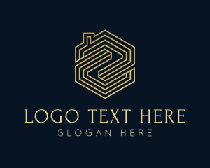 Elegant - Gold Hexagon Real Estate logo design